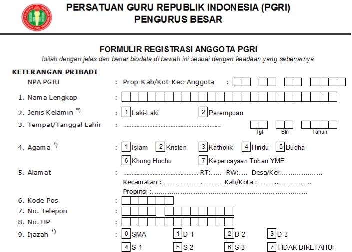 Pendaftaran PGRI DKI Jakarta - Persatuan Guru Republik Indonesia Cabang DKI Jakarta